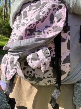 Kids Panda Print Half Buckle Carrier - Pink & Gray